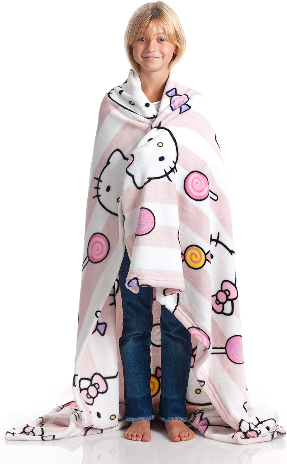 Narzuta Hello Kitty w kolorze różowym, miękki kocyk 130X170Cm, narzuta z mikrofibry lub narzuta na sofę. Jakość z certyfikatem Oekotex, Łóżka i koce Sanrio Besuche den Kanguru-Store Różowa kratka 130X170 cm