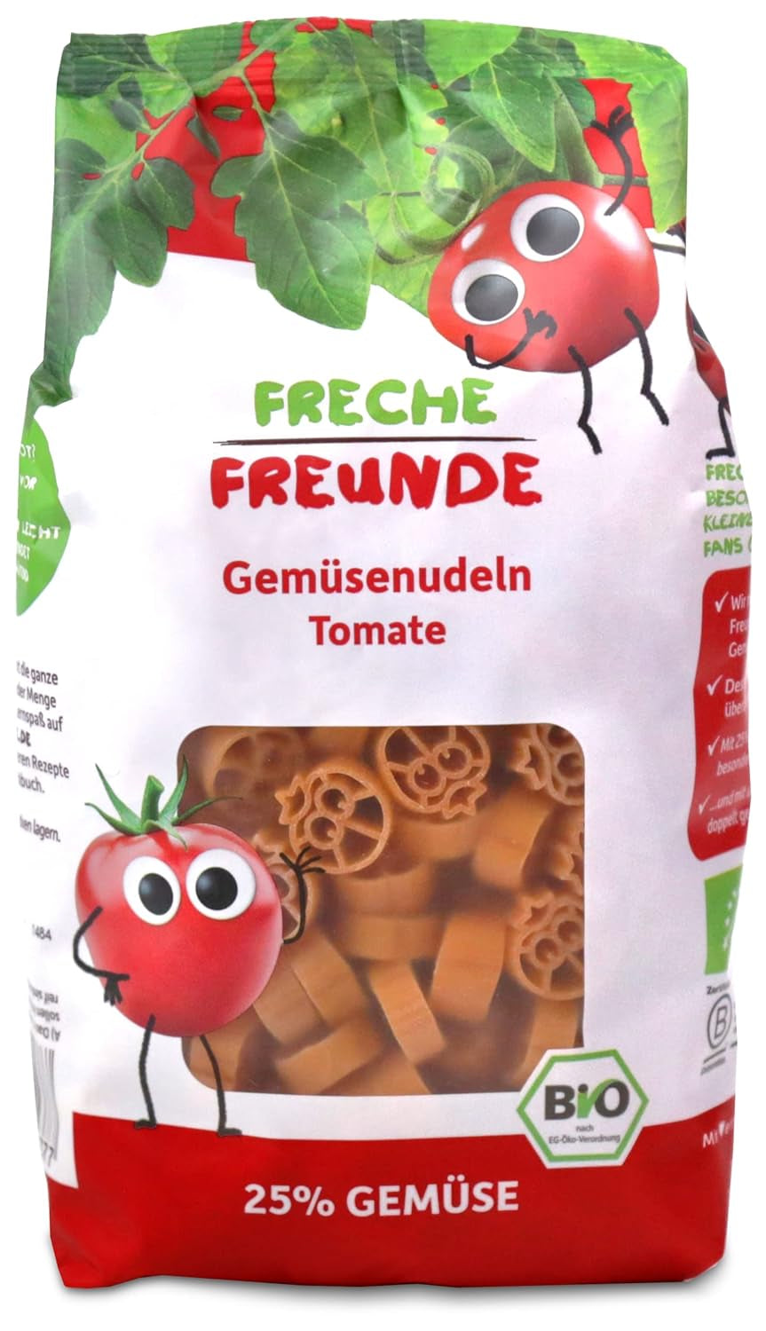 Freche Freunde Organiczny makaron warzywny „Marchew” 25% zawartości warzyw Wegański 6 opakowań (6 x 300 g)