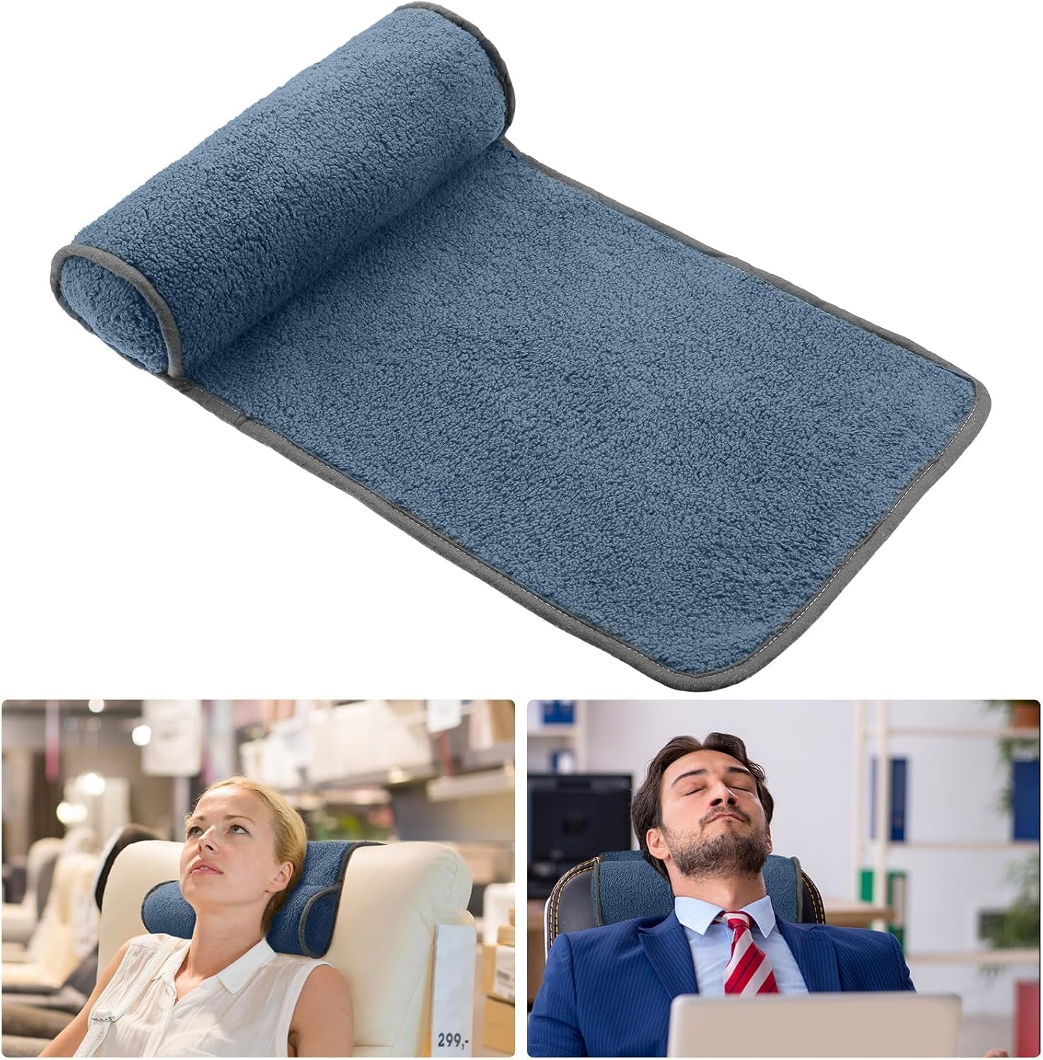 Poduszka pod szyję do fotela rozkładanego, pluszowa regulowana poduszka, rolka pod szyję, antypoślizgowy polar, sofa, poduszka pod szyję do podróży, dom, leżak, sofa, fotel (ciemnoszary)