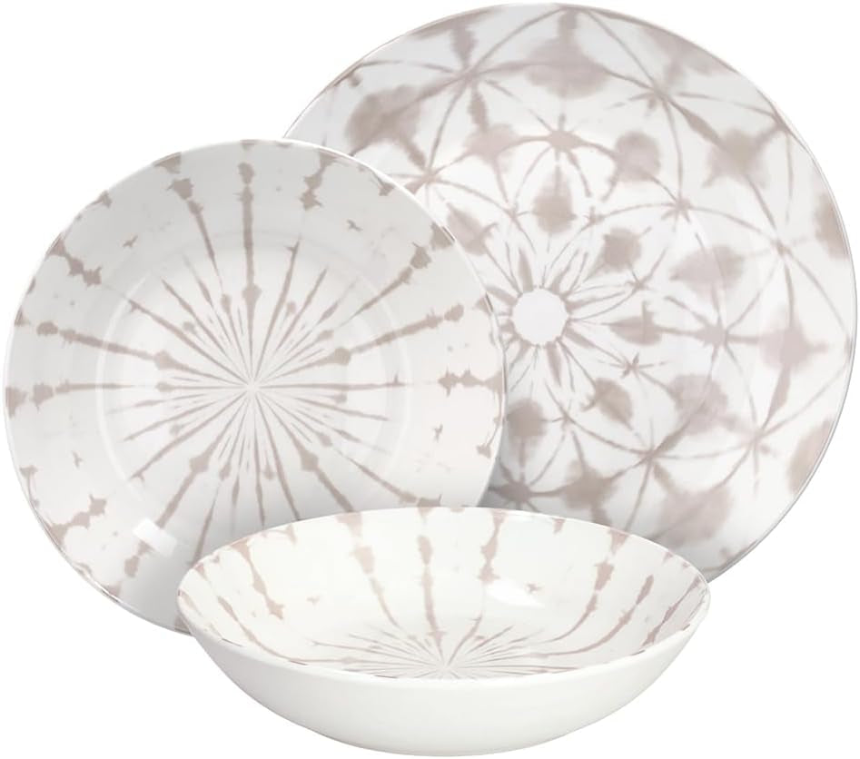 Mallorca, komplet zastawy dla 6 osób, 18 sztuk, porcelana, beż