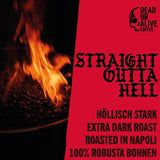 DEAD OR ALIVE DIAVOLO – Ekstra ciemne espresso – 100% Robusta – Niezwykle mocne – Niska kwasowość – Stabilna śmietanka – Całe ziarna 1kg – Pieczeń neapolitańska