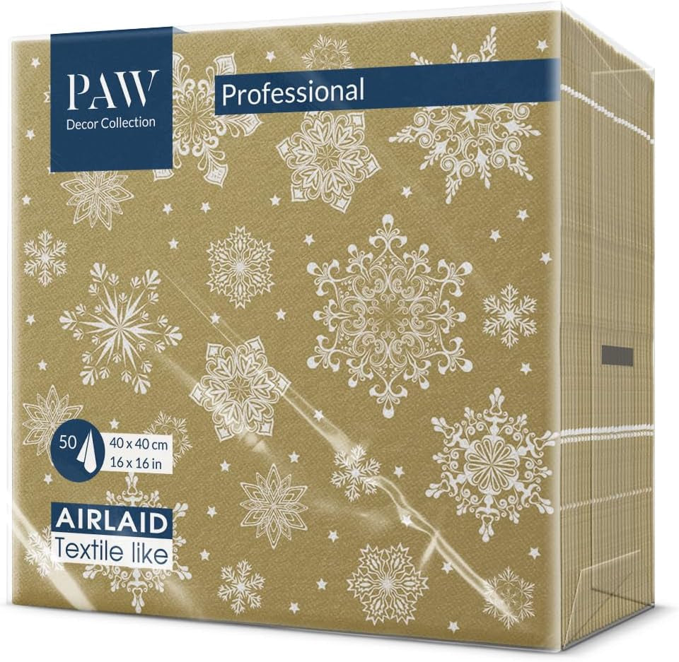 PAW - Serwetki Airlaid (40 x 40 cm) I 50 sztuk I Idealne na Boże Narodzenie, zimę, święta I Dekoracje stołu wigilijnego I Serwetki Airlaid Gałązki zimowe I Gałęzie zimowe