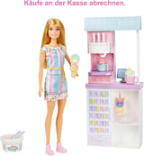 Seria Barbie Możesz być, kim chcesz, Lodziarnia, 1x Lalka Barbie z blond włosami, Maszyna do lodów, Barbie Play-Doh, Akcesoria do pieczenia, Prezent dla dzieci, Zabawka dla dzieci w wieku 3+, HCN46