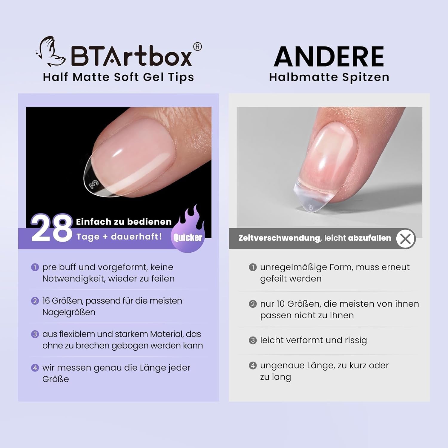 Btartbox Extra Short Migdałowe Tipsy - Full Cover Gel X Soft XS Żelowe Tipsy - Wstępnie ukształtowane Półmatowe Do Salonu Szerokich Paznokci 320 Szt