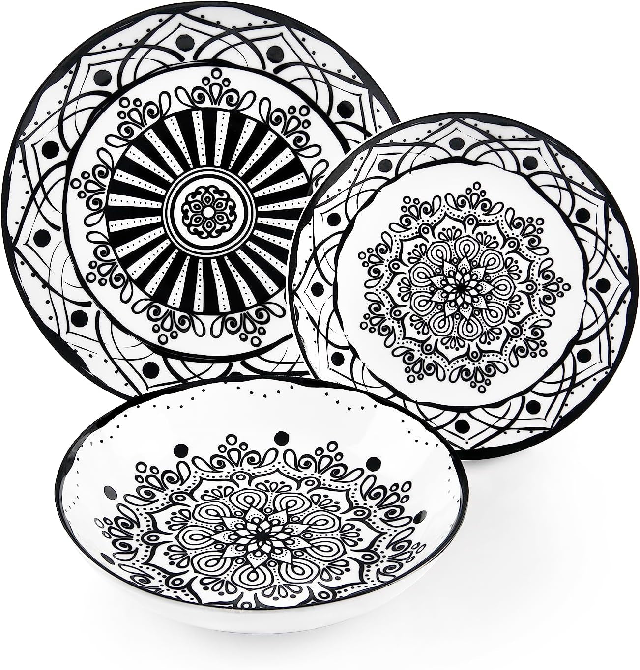 Zestaw talerzy Excelsa Boheme Noir, 18 szt., Porcelana, Schwarz
