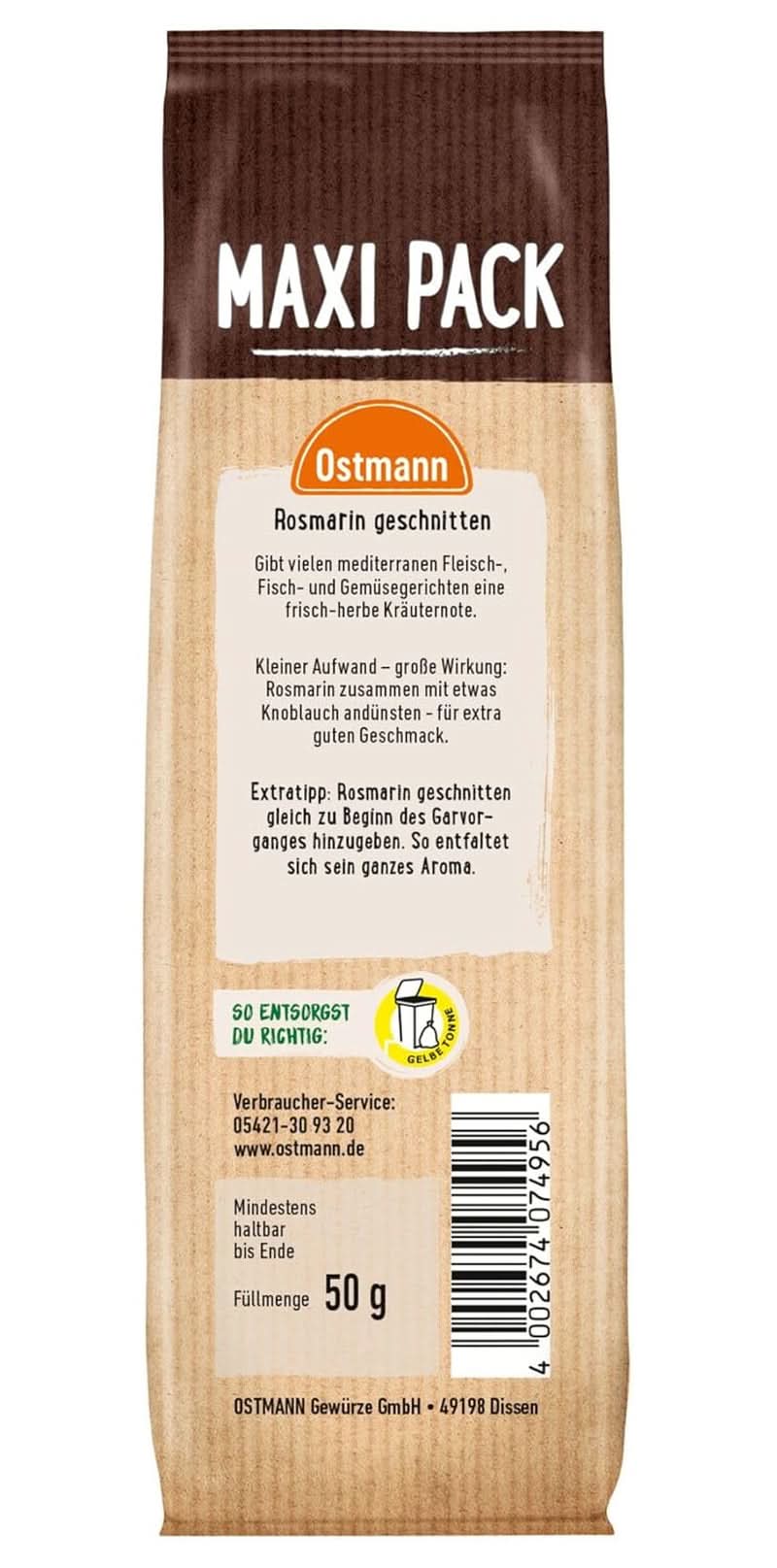 Ostmann, siekany rozmaryn, 50 gramów Condimente Naty Shop