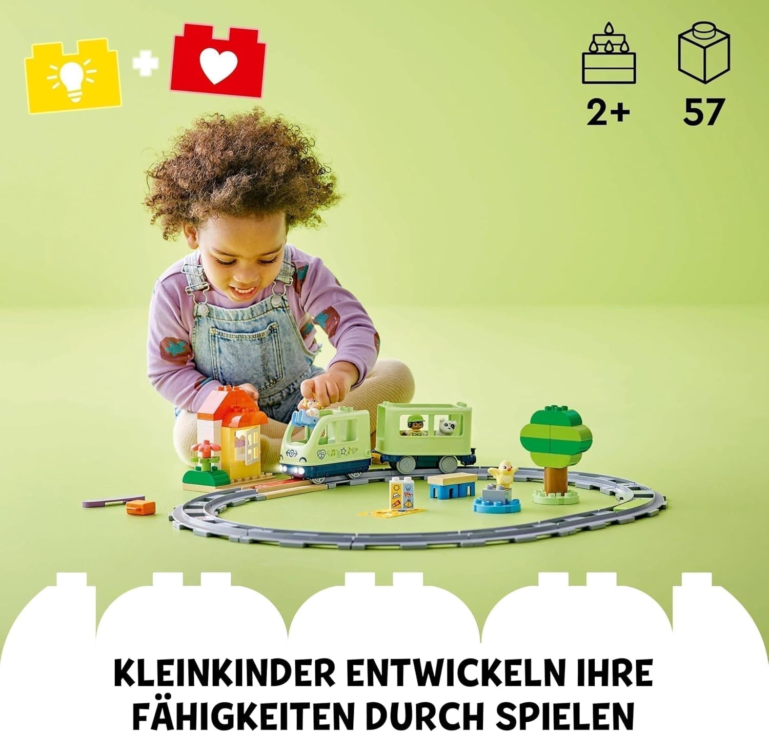 Interaktywny pociąg przygód LEGO DUPLO, zestaw ze światłami i dźwiękami do odgrywania ról, pozwala dwulatkom budować tory, edukacyjna zabawka dla przedszkolaków 10427 Zestawy do budowania Besuche den LEGO-Store