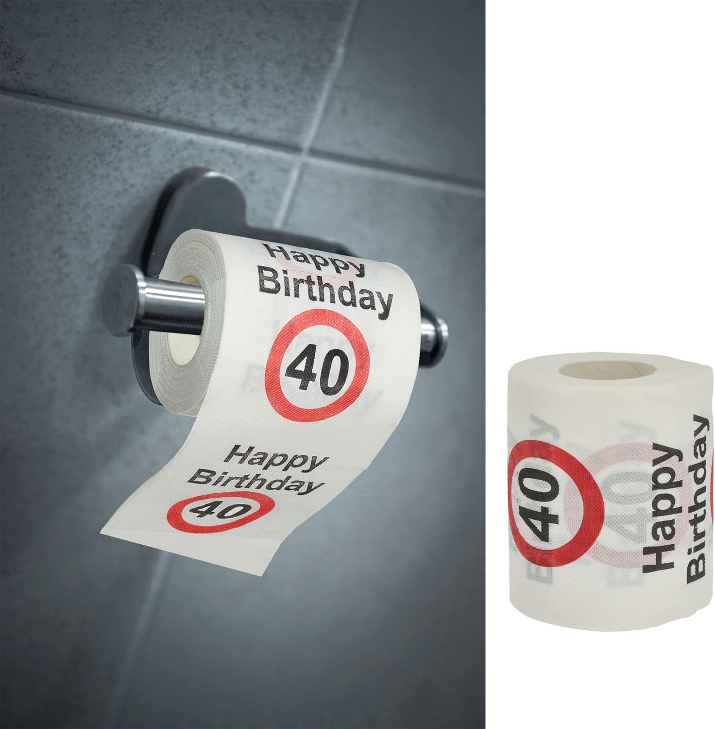 Zestaw 4 papierów toaletowych „Wszystkiego najlepszego z okazji 40. urodzin” │40. urodziny 24 metry 2-tkaniny 180Gr/m2 │ Papier toaletowy z motywem papieru toaletowego (4 X papier toaletowy 40)