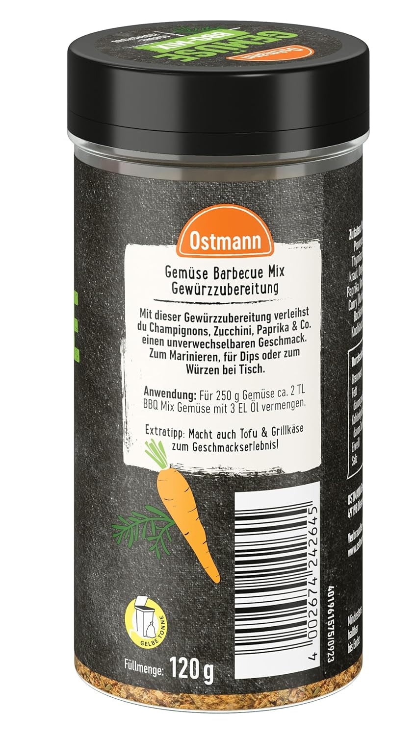 Ostmann Gewürze - Mieszanka do grillowania Gemüse | Gewürzzubereitung für Gemüse | Mediterrane Kräuternote für Grillgemüse, Tofu und Co. | 120 g na sitku