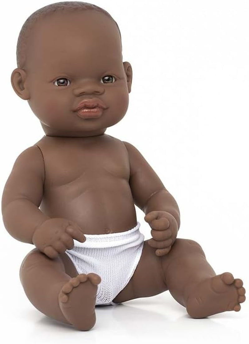 Lalka Miniland Baby, afrykański chłopiec, 32 cm, anatomicznie poprawna