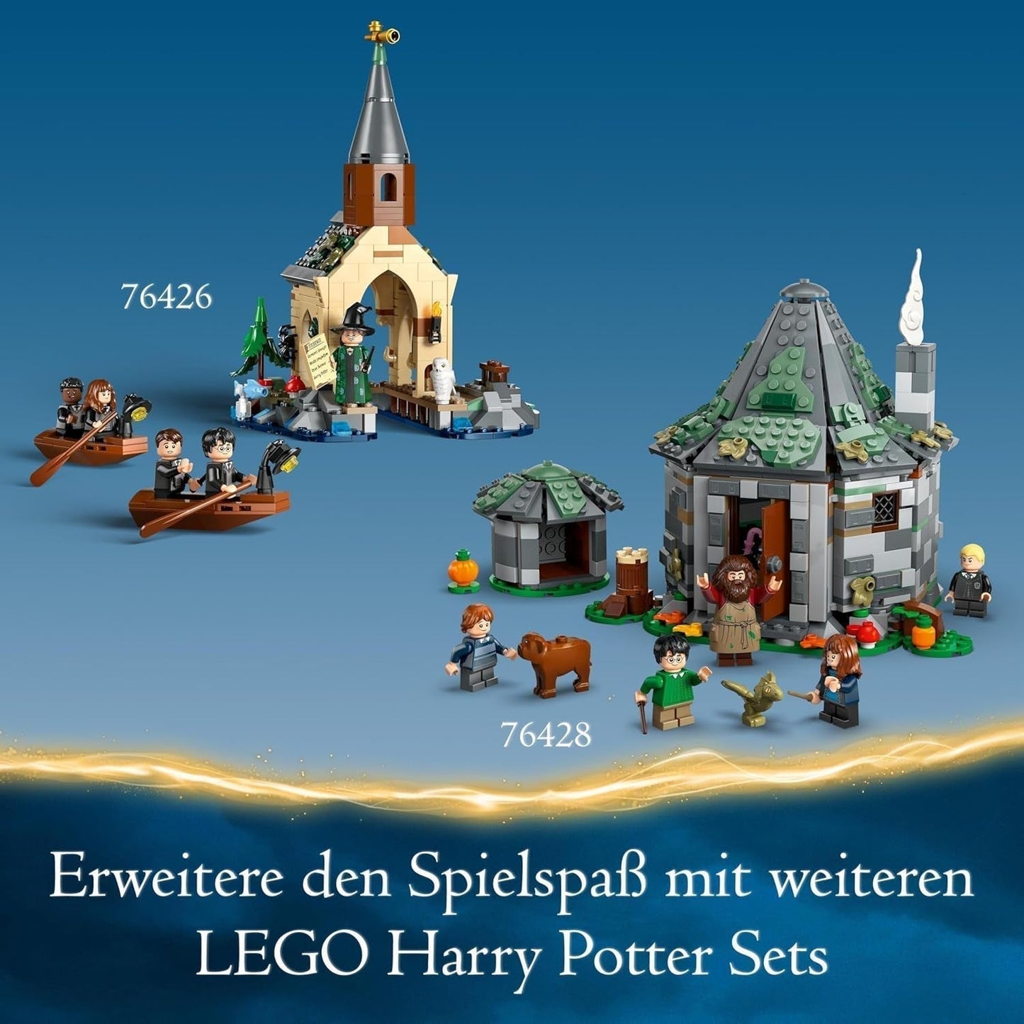 LEGO Harry Potter Chatka Hagrida: Niespodziewana wizyta Zestaw z 5 minifigurkami i 2 figurkami zwierząt, prezent dla kobiet i mężczyzn, magiczna zabawka przygodowa, zestaw fantasy 76428 Zestawy do budowania Beuche den LEGO-Store