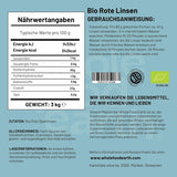 Wholefood Ziemia Organiczna czerwona soczewica dzielona 3 kg Bez GMO Wegańska Wysoka zawartość błonnika Wysoka zawartość białka Z certyfikowanych upraw ekologicznych