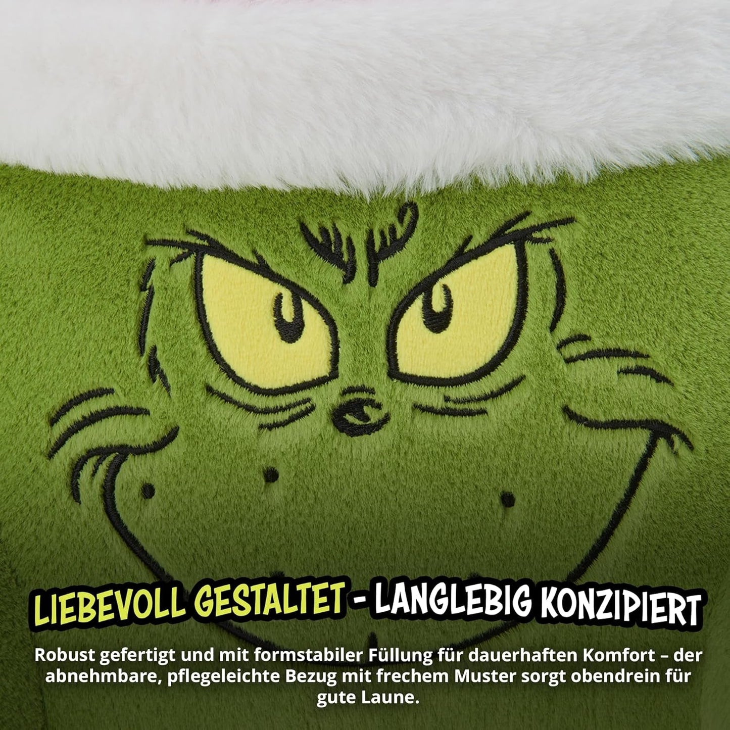 Poduszka Grinch - poduszka pod plecy do łóżka i sofy, podparcie pleców z podłokietnikami, poduszka do czytania na plecy, szyję i głowę, zielona, ​​40 x 38 cm