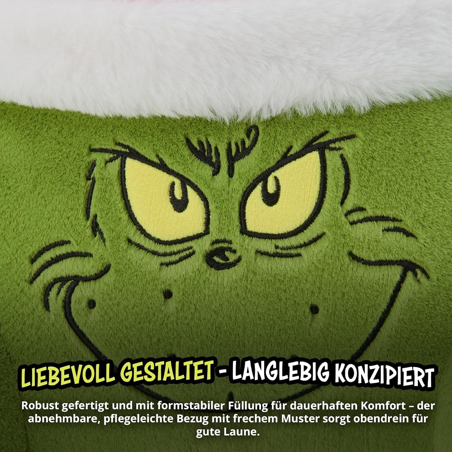 Poduszka Grinch - poduszka pod plecy do łóżka i sofy, podparcie pleców z podłokietnikami, poduszka do czytania na plecy, szyję i głowę, zielona, ​​40 x 38 cm