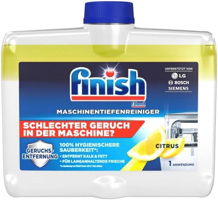 Finish Deep Machine Cleaner Citrus - płynny środek do czyszczenia maszyn przeciw osadom z kamienia i tłuszczu, zapewniający czystą zmywarkę - opakowanie ekonomiczne Naty Shop