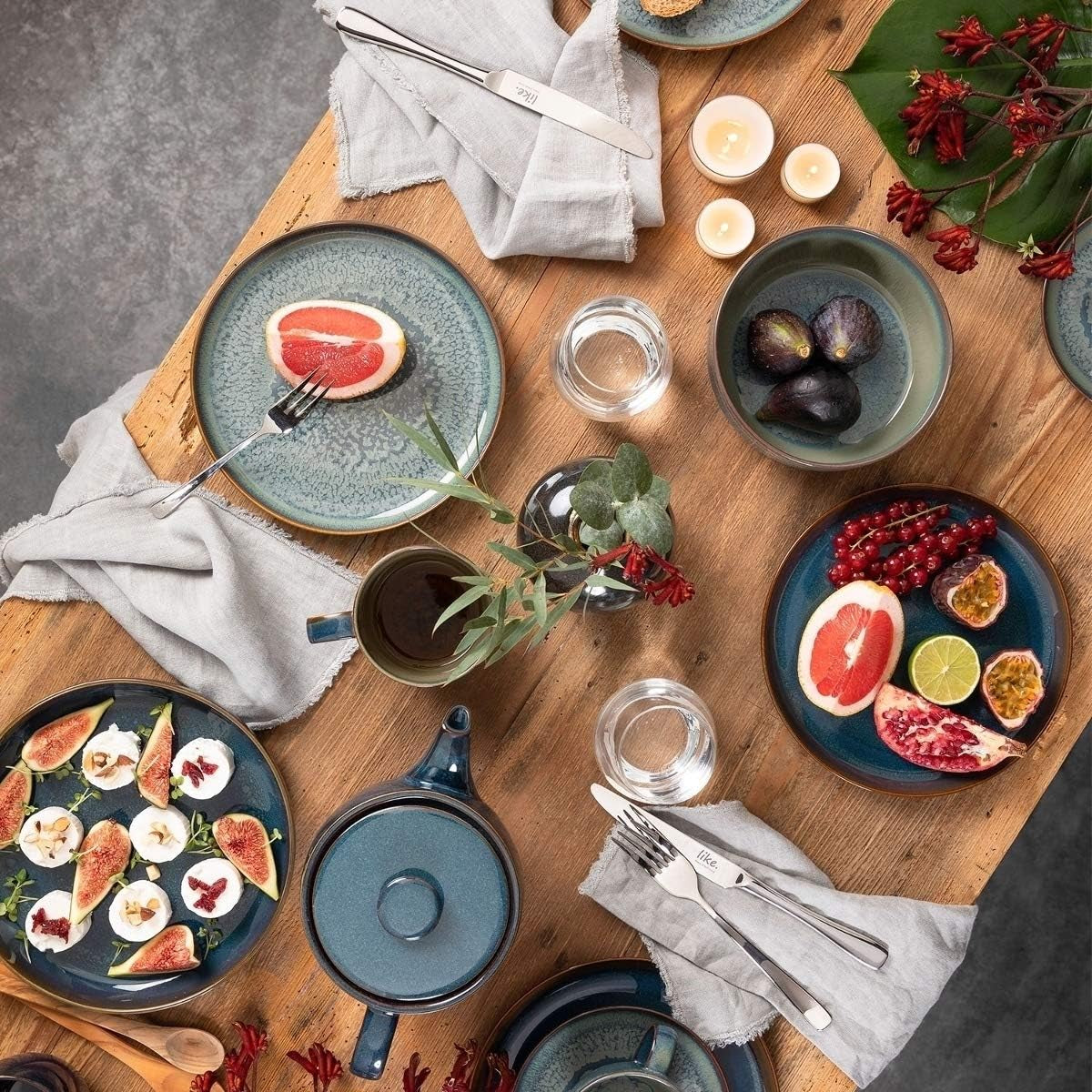 Zestaw śniadaniowy Villeroy & Boch Crafted Denim, 6 sztuk, dla 2 osób, niebieski