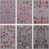JMEOWIO Nagelsticker Blumen 6 Blatt Nail Art Naklejka Selbstklebend Nagelaufkleber Sommer Blumen Dekoration Nageldesign Zubehör