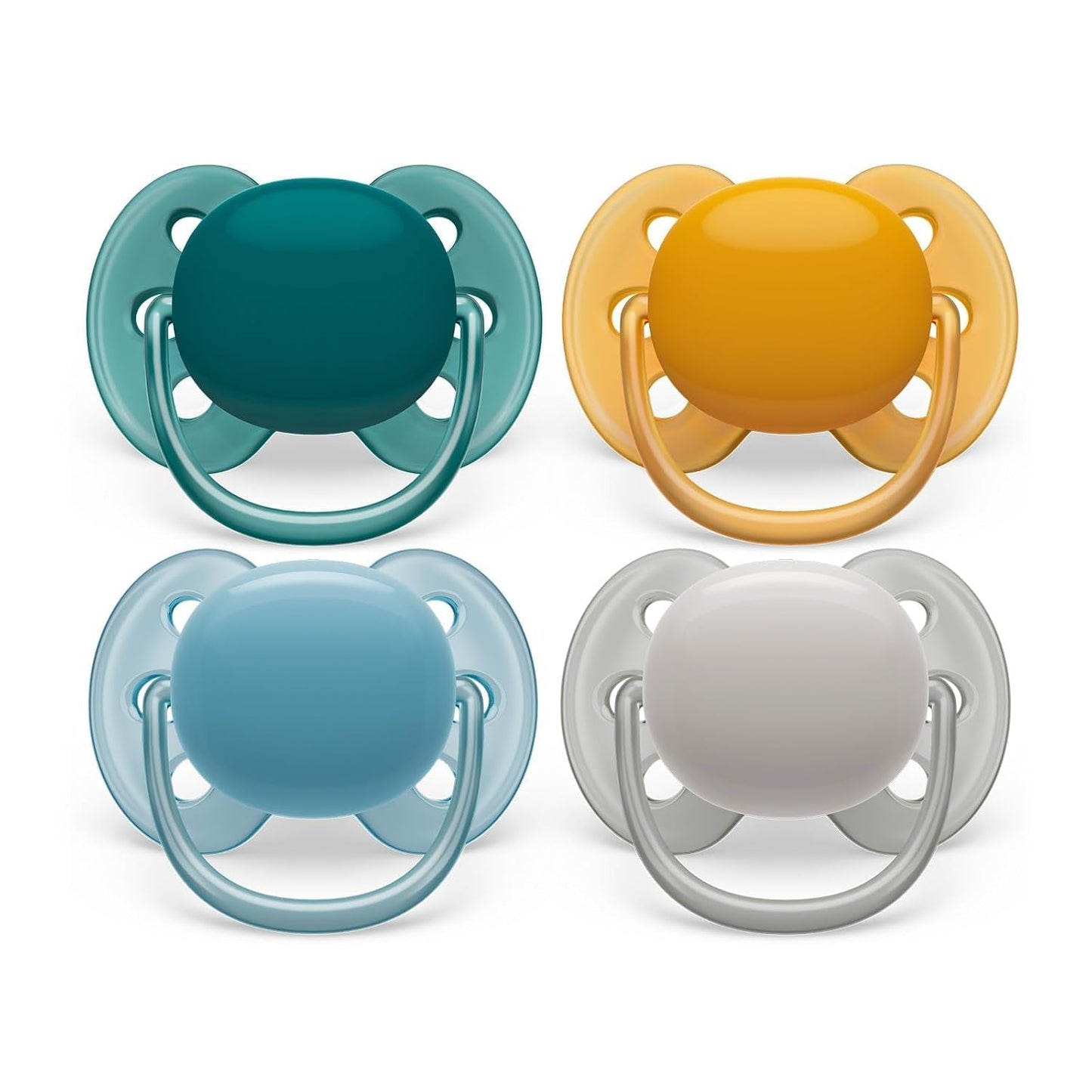 Philips AVENT Ultra Soft Smoczki — zestaw 4 wyjątkowo miękkich smoczków niezawierających BPA dla dzieci w wieku od 0 do 6 miesięcy, w tym etui i sterylizator (model SCF091/35)