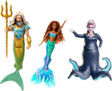 Mattel DISNEY Arielle Zestaw Syrenka z Malą, Kariną i Arielle, wyjątkowe stroje i fryzury, do kreatywnej zabawy i kolekcjonowania, dla dzieci w wieku od 3 lat, HND29 Naty Shop Król Triton, Ursula i Ariel