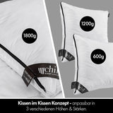Poduszka 80X80 cm - wzór 2 w 1 - poduszka w poduszce - duża oddychająca i nadająca się do prania poduszka do spania oraz 100% wegańska - 2 poduszki 3 opcje - poduszka z wypełnieniem 600G i 1200G Poduszki standardowe Naty Shop