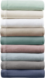 Madison Park 100% bawełna egipska, oddychający koc pocieszyciel Premium Knit Luksusowy sezon Lekki pokrowiec na rozkładaną sofę i kanapę Pełne/łóżko małżeńskie Rose Naty Shop Kołdry i kołdry