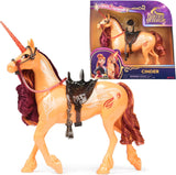 Unicorn Academy Cinder the Unicorn - oryginalny jednorożec Valentina z serialu Netflix o wysokości 28 cm, z prawdziwą grzywą i ogonem, zdejmowaną uzdą oraz siodłem i szczotką, dla dzieci od 4 roku życia
