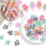 50 szt. 3D Blumen Nägel Nail Charms Bunt Gelee Weich Kleber Lilie Flower Blume Nagel Hibiscus Zubehör Nageldesign Eis Kristall Geprägt Farbverlauf Lilien Für Mädchen Frauen Diy Basteldekoration