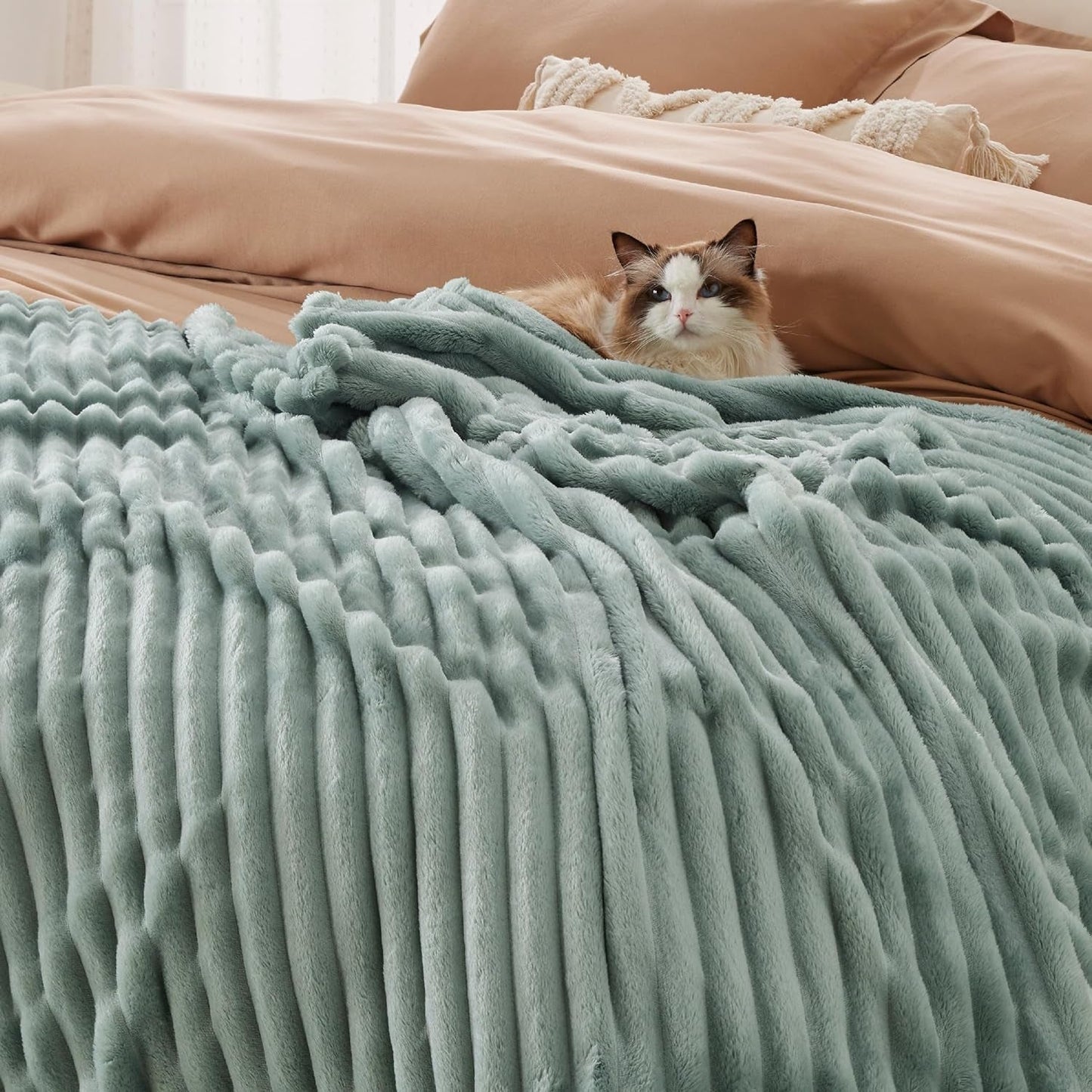 BEDSURE Zielony koc polarowy na sofę - Super miękkie, przytulne koce dla kobiet, uroczy mały koc dla dziewczynek, 127 x 152 cm Łóżka i koce Beuche den BEDSURE-Store