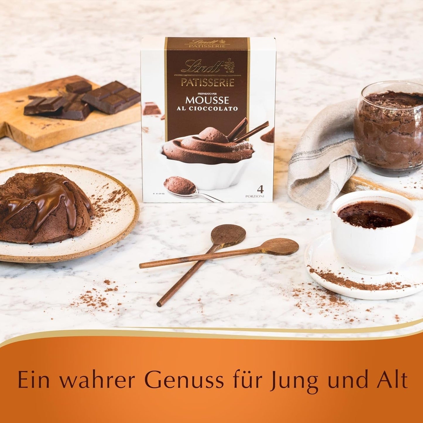 Lindt Schokolade - PATISSERIE Mousse Au Chocolat | 6 X 110 G | Backmischung Für 4 Porcje Fluffige Mousse Al Cioccolato Aus Finester Schokolade | Cukiernia | Mieszanka wsteczna | Schokoladengeschenk Mieszanka do pieczenia i gotowania Naty Shop
