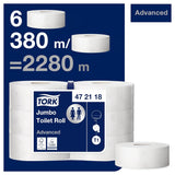 Papier toaletowy Tork Jumbo White T1, Advanced, 2 warstwy, 6 × 380 M, 472118