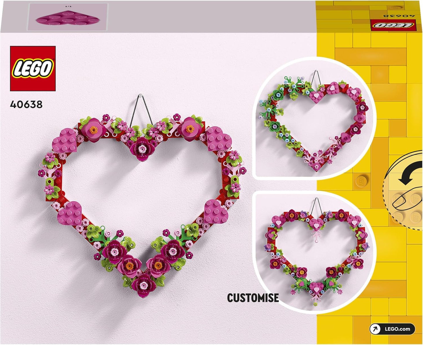 Zestaw do dekoracji serca LEGO, zabawka do budowania dla dzieci, dziewcząt i chłopców od 9 lat, dekoracje do pokoju dziecięcego lub akcesoria ścienne, pomysł na prezent na Walentynki, Dzień Matki lub urodziny 40638 Zestawy do budowania Beuche den LEGO-Store