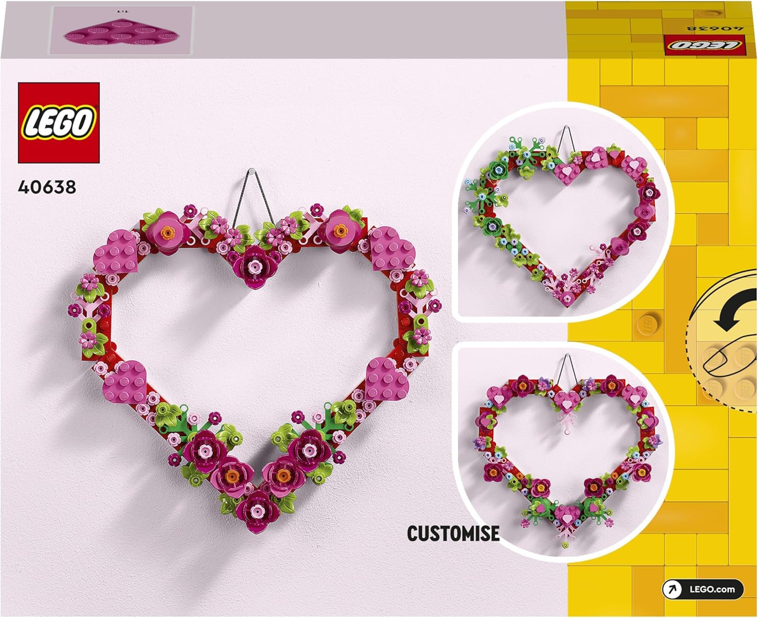 Zestaw do dekoracji serca LEGO, zabawka do budowania dla dzieci, dziewcząt i chłopców od 9 lat, dekoracje do pokoju dziecięcego lub akcesoria ścienne, pomysł na prezent na Walentynki, Dzień Matki lub urodziny 40638 Zestawy do budowania Beuche den LEGO-Store