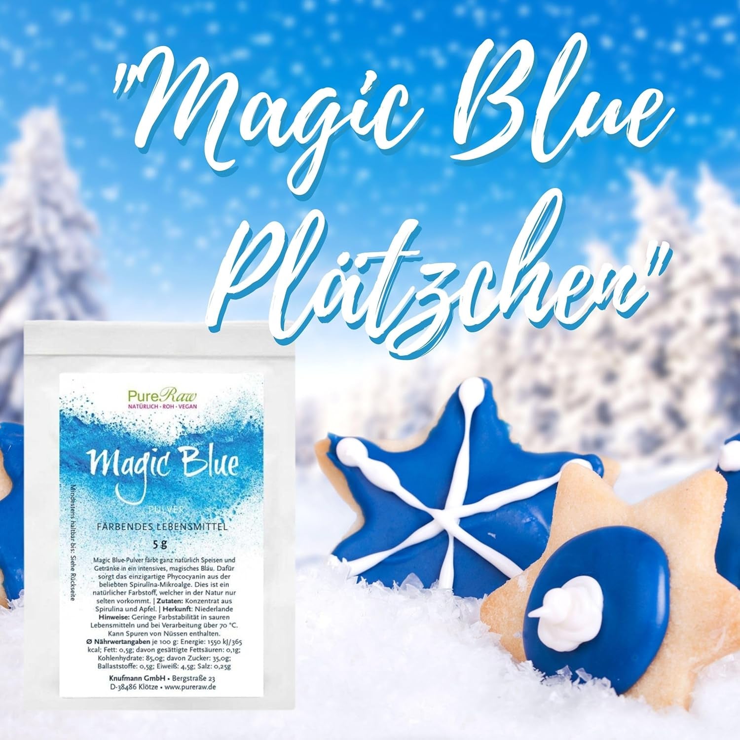 Magic Blue Spirulina Naturalny barwnik spożywczy w proszku Niebieski (surowy wegański) Ciemnoniebieski do jasnego pastelowego błękitu - Fikocyjanina Algi w proszku Barwnik spożywczy - Naturalny barwnik spożywczy | Czyste 5G