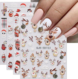 JMEOWIO 3D Nagelsticker Weihnachten Nail Art Naklejka Selbstklebend Nagelaufkleber 5D Stereoskopisch Schneeflocke Xmas Winterurlaub Niedlich Dekoration Nageldesign Zubehör 4 Blatt