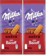 Milka Extra Biscoff Chocolate – Alpejska czekolada mleczna z chrupiącymi kawałkami ciastek Lotus Biscoff – 190g