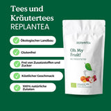Oh My Fruit BIO herbata owocowa 100 g (50 filiżanek) | Herbata owocowa sypka z jabłkami, hibiskusem, malinami, pomarańczami i liśćmi stewii REPLANTEA