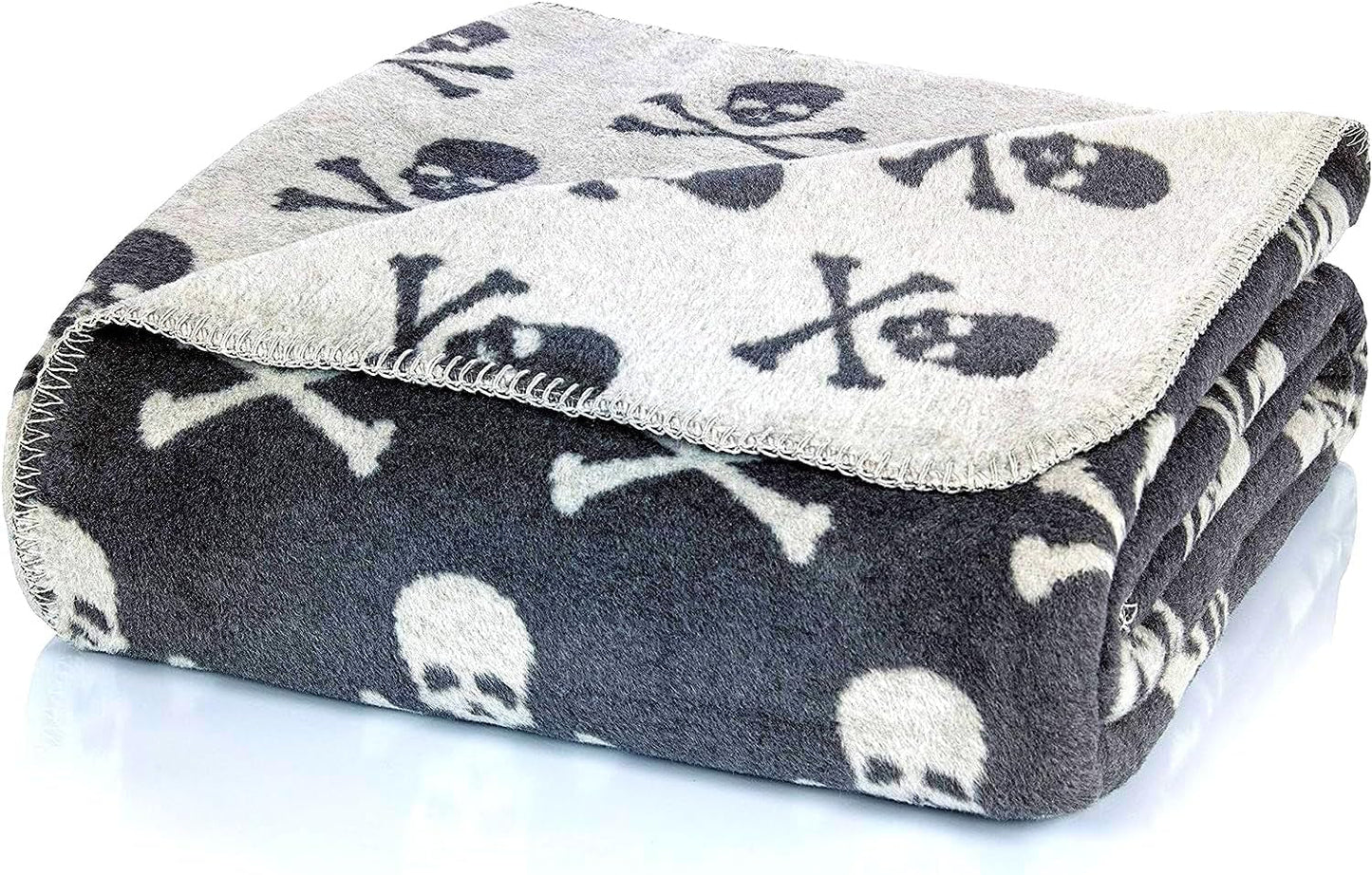 Przytulny koc Glart Szare Czaszki XL 150X200 Cm, miękki i ciepły koc wełniany Extra Puszysty jako koc na sofę koc na sofę, wygodny koc do salonu, plusz na sofę Rzut Łóżka i Koce Glart Domyślny tytuł