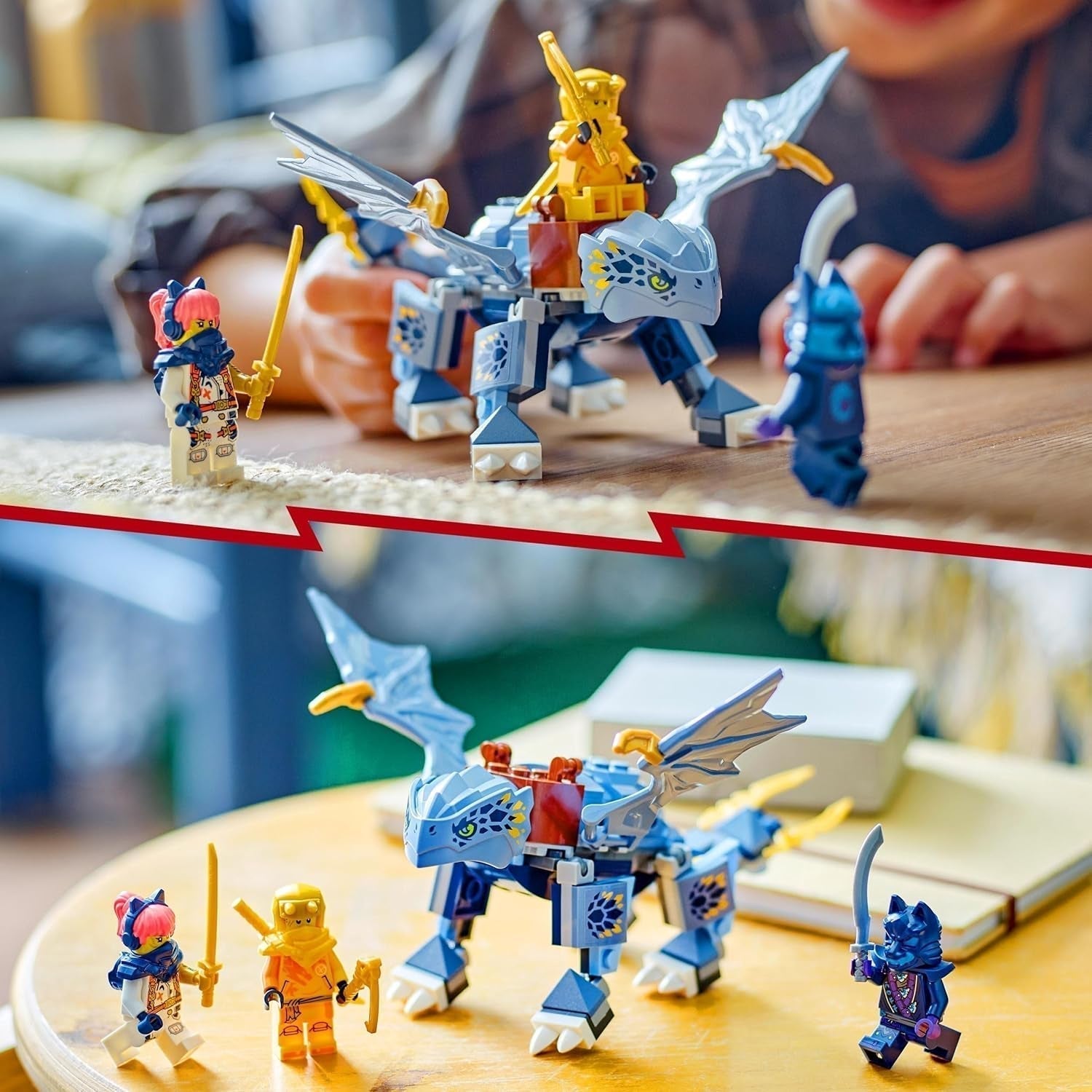 LEGO NINJAGO Mały smok Riyu Zabawka ze smokiem i trzema minifigurkami Zabawka ninja do zbudowania dla 6-latków dla chłopców i dziewcząt Pełny akcji prezent dla dzieci 71810 Zestawy do budowania Besuche den LEGO-Store