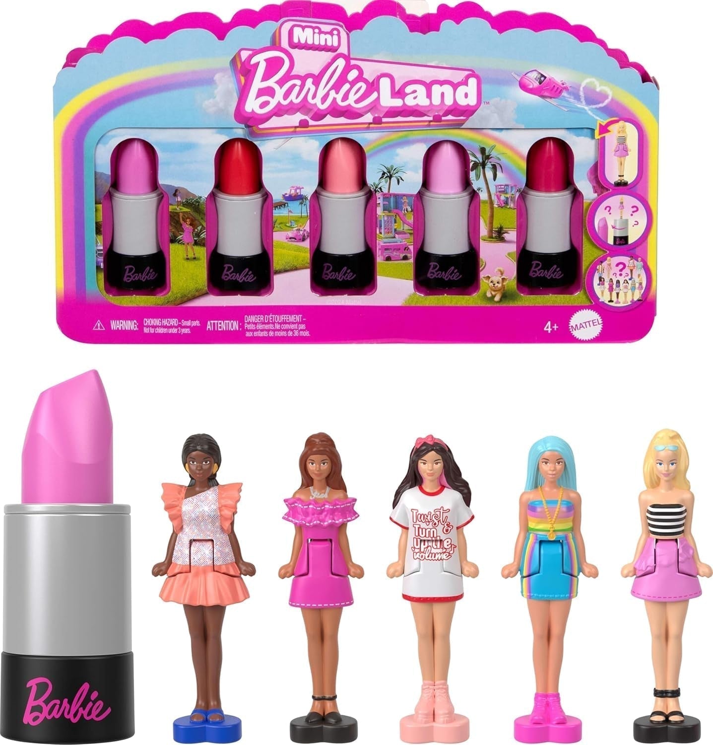 Barbie Mini Barbieland Zestaw 5 lalek fashionistek, ok. Mini lalki o wysokości 3,8 cm w szminkowych rękawach, zestaw z kolekcji niespodzianek (style mogą się różnić), lalki JBD26 Naty Shop 1 opakowanie
