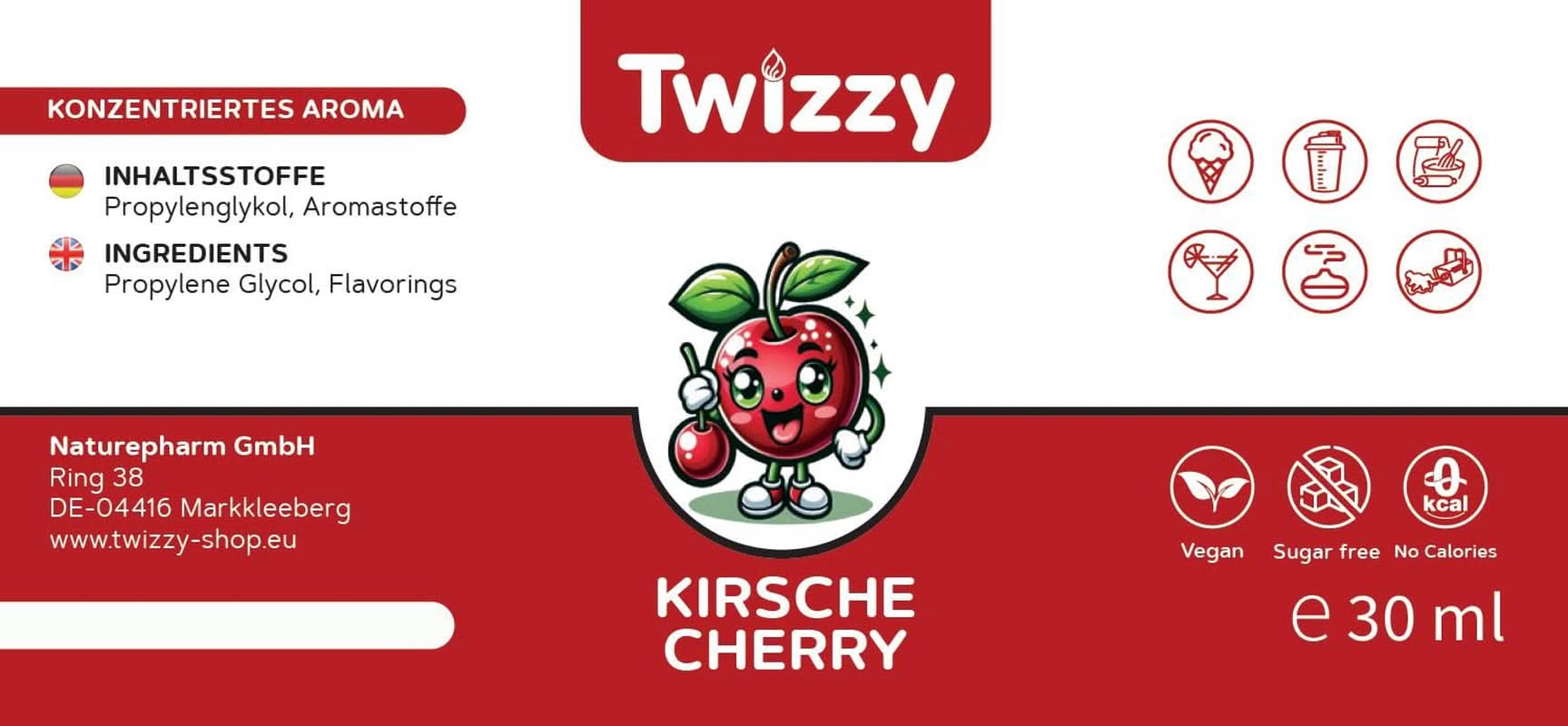 Twizzy, Skoncentrowany aromat wiśniowy, 30 ml Aromas Naty Shop