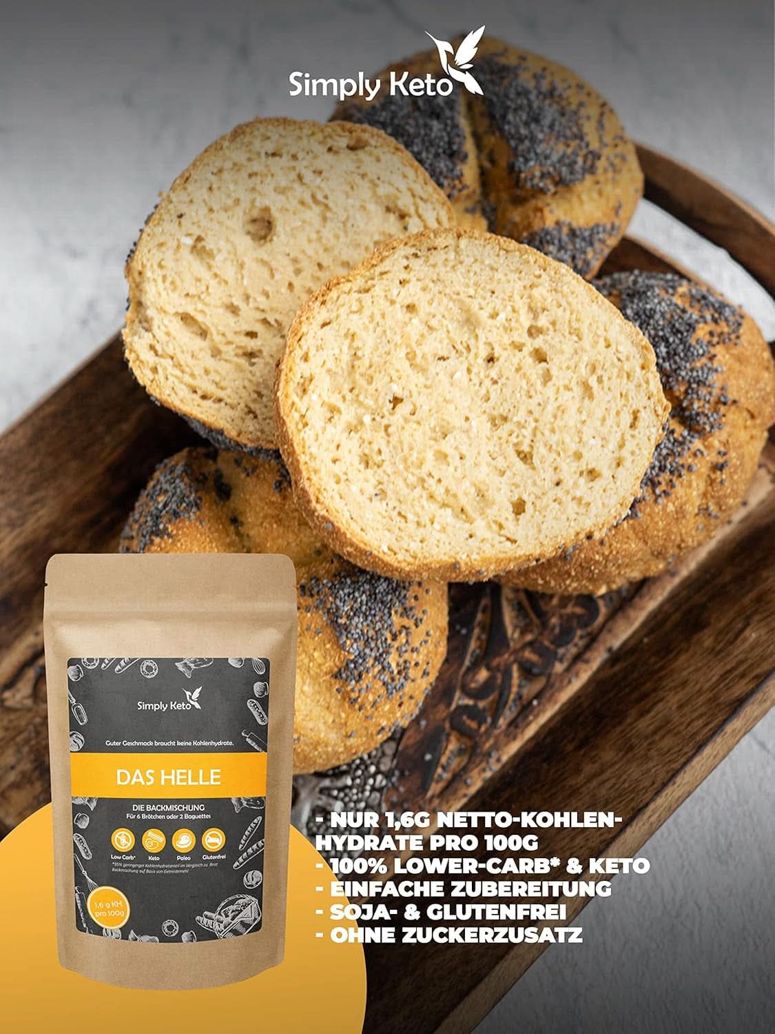 Simply Keto Chleb Light Lower Carb*, Mieszanka do chleba bezglutenowego, 260 gramów Kitchen Naty Shop