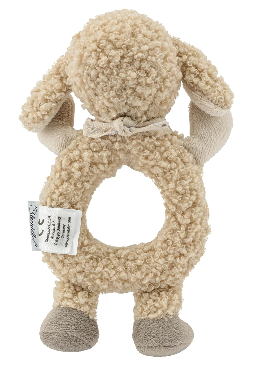Flocke Sheep Sterntaler Catch Toy - zabawka motoryczna do grzechotania, dotykania i zabawy - pluszowa zabawka dla niemowląt i dzieci z grzechotką jako wiernym przyjacielem - zabawka dla dziecka wykonana z miękkiej tkaniny w kolorze piasku Baby Toys Naty Shop