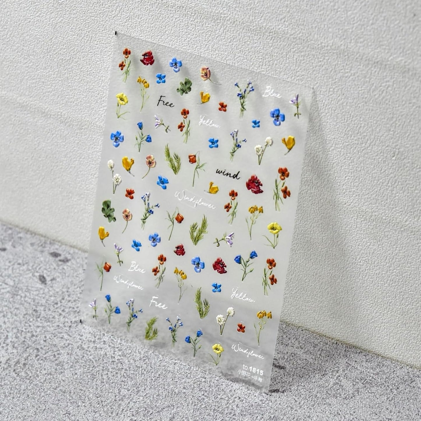 JMEOWIO 3D Nagelsticker Bunte Blumen Nail Art Naklejka Selbstklebend Nagelaufkleber 5D Stereoskopisch Frühlings Sommer Blumen Dekoration Nageldesign Zubehör 2 Blatt