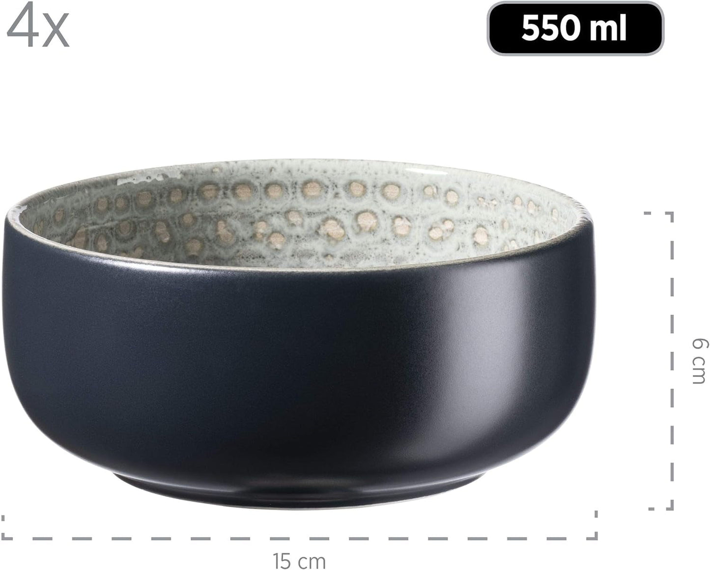MĘSER 931744 Seria Spicy Market, ręcznie malowany zestaw obiadowy dla 4 osób w śródziemnomorskim stylu vintage, 16-częściowy zestaw ceramiczny, zielony, kamionka