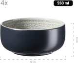 MĘSER 931744 Seria Spicy Market, ręcznie malowany zestaw obiadowy dla 4 osób w śródziemnomorskim stylu vintage, 16-częściowy zestaw ceramiczny, zielony, kamionka