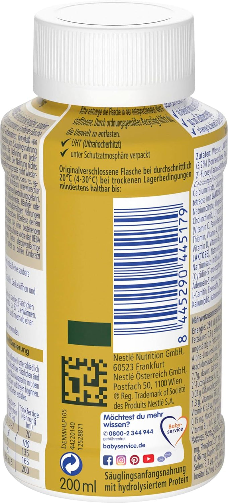 BEBA Nestlé BEBA SUPREME 1 Mieszanka dla niemowląt: Gotowe do spożycia butelki z kwasami Omega 3, 1 opakowanie (1 x 200 ml)