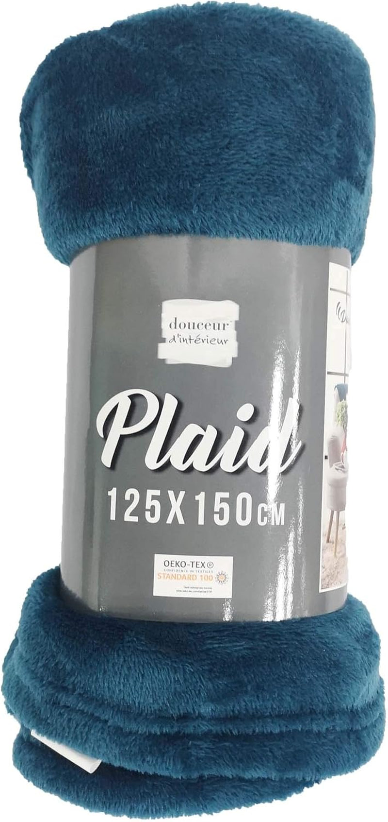 Douceur D'Intérieur FLANOU Plaid, poliester, niebieski, 125 x 150 cm Kołdry i kołdry Naty Shop