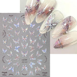 Glänzend Aurora Shell Schmetterling Nagelsticker Selbstklebend,Erleichterung Schmetterlinge Nail Naklejka Rosa Laser Schmetterling Nagelaufkleber Für Frauen Nageldesign Zubehör Nagel Zubehör Nail Art