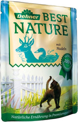 Dehner Best Nature Katzenfutter Multipack, Nassfutter, für ausgewachsene Katzen, je 2 x Kalb / Wild / Huhn / Kaninchen, 8 x 85 g Torba (680 g)