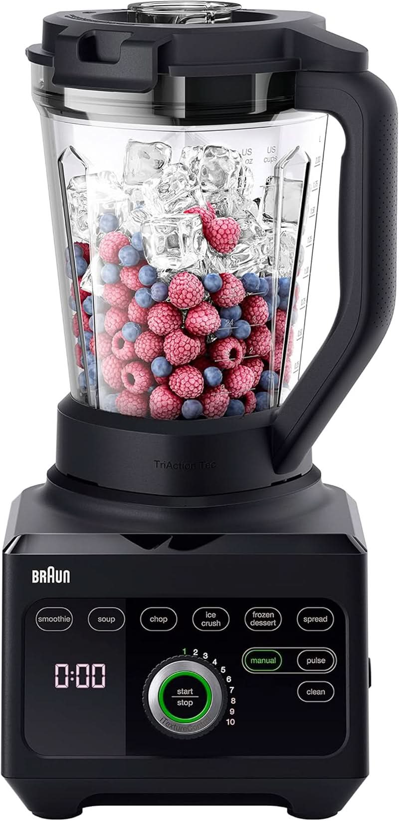 Braun Hochleistungsmixer Powerblend 9 JB9040 – Mikser stojący Mit Glas-Mixkrug, 18 programów Mix, 10 Geschwindigkeiten + Pulsefunktion, Heiße Suppen Funktion, Reinigungsprogramm, Stampfer, 1600 W, Schwarz Kitchen Naty Shop